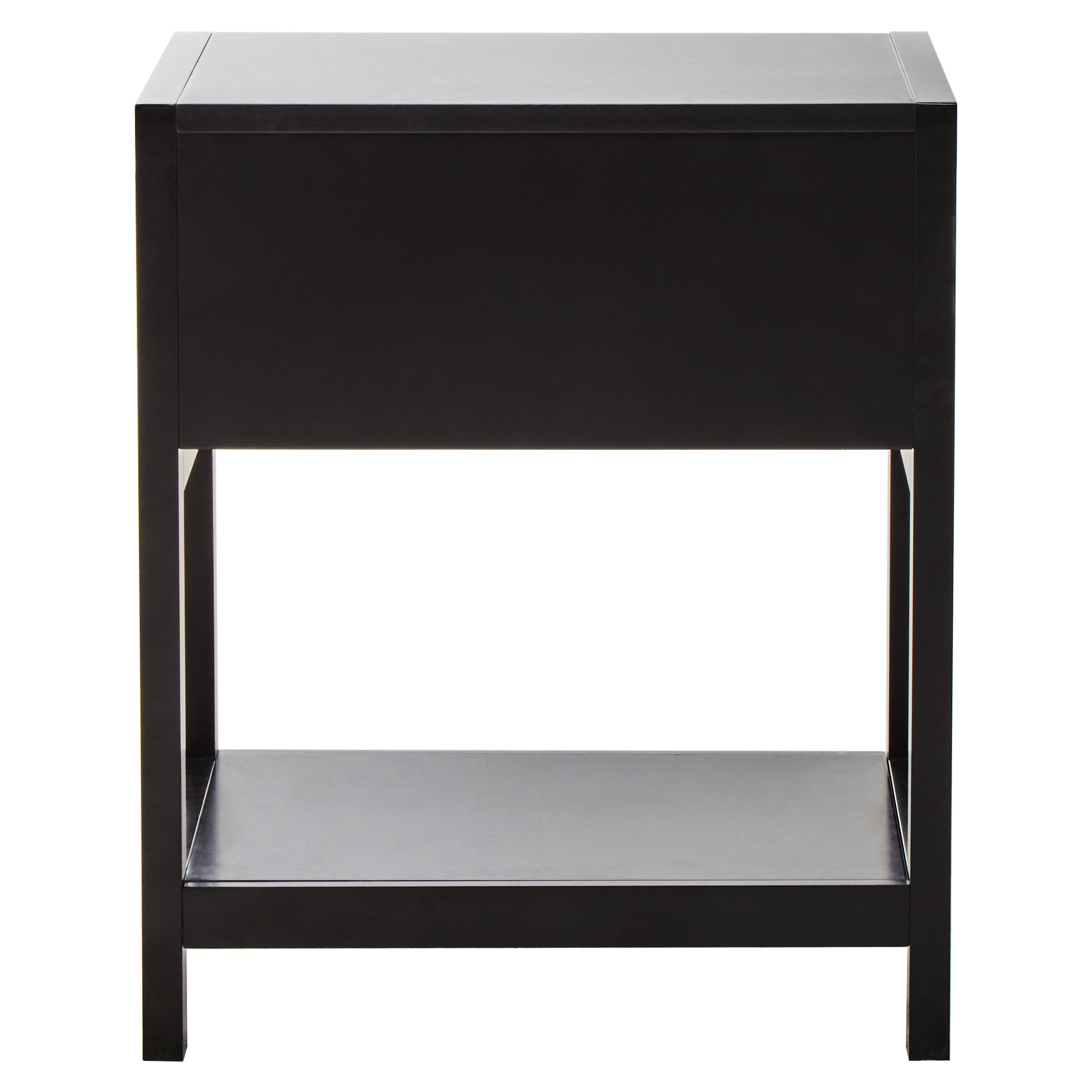 Burwood Black Wood & Rattan Bedside Table | 1 Drawer